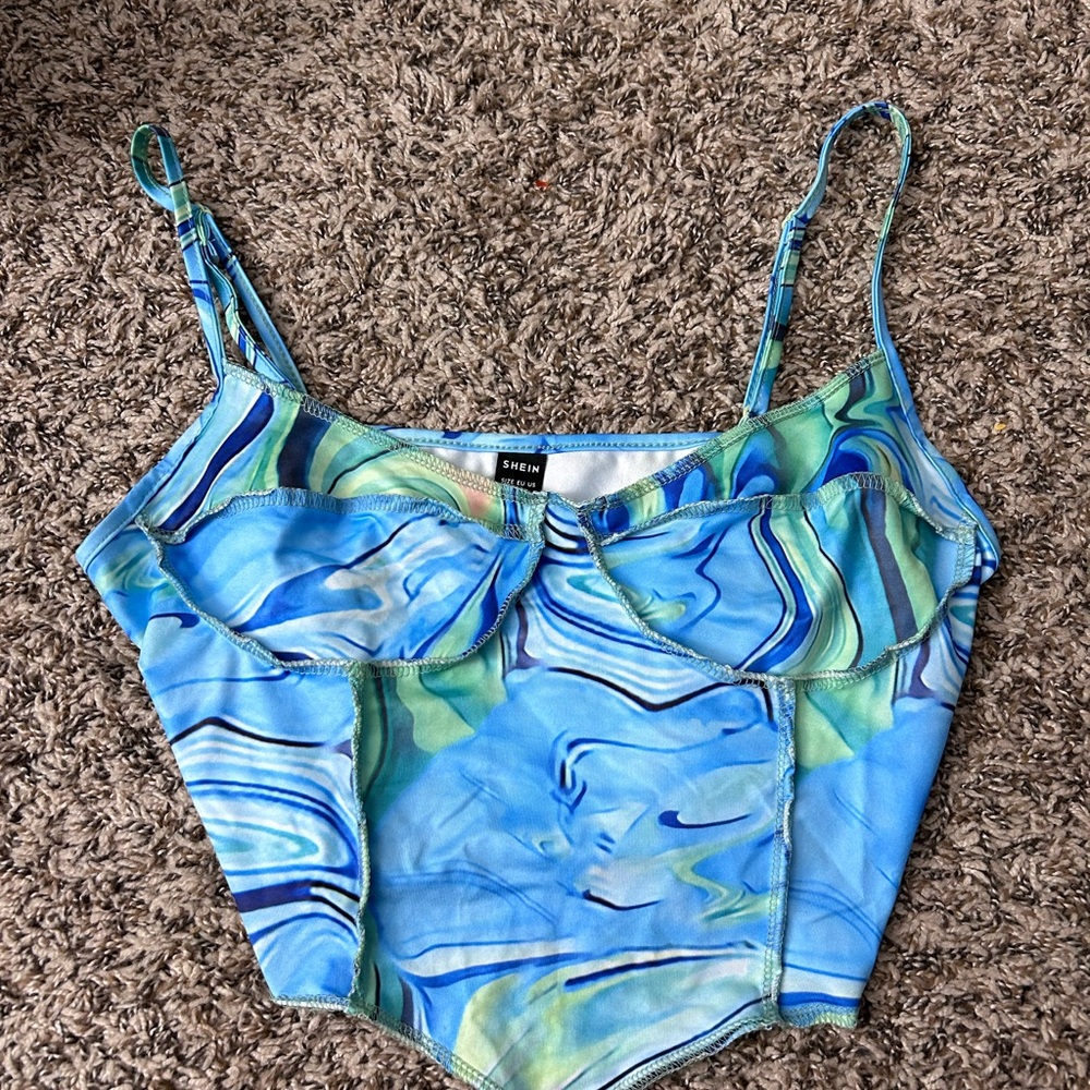 Shein Blue Swirl Print Cami Top